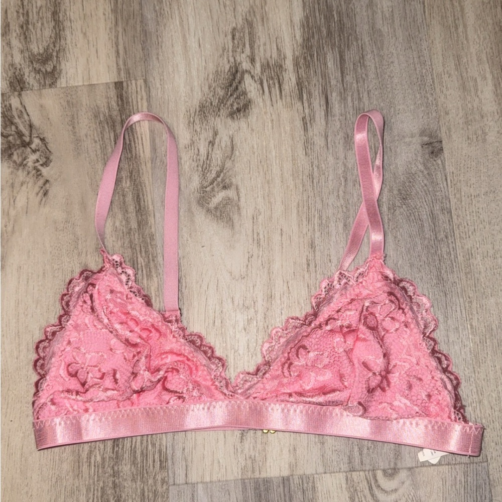 Lace Trim Pink Bralette